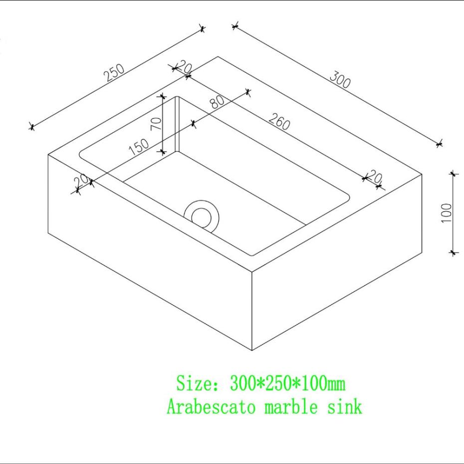 Arabescato Marble Wall Hung Basin - 300mm