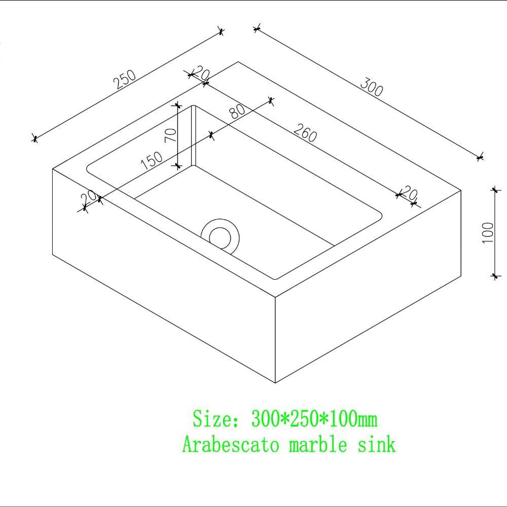 Arabescato Marble Wall Hung Basin - 300mm Arabescato Marble Wall Hung Basin - 300mm