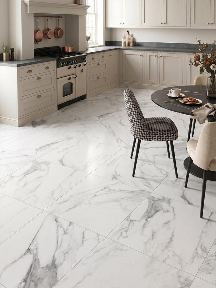 Canova Arabescato Marble Effect Porcelain Tile - 600x600mm