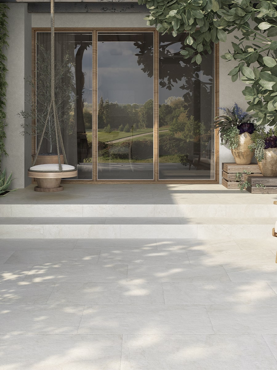 Austin White Antique Chiseled Edge Porcelain Tile - 900x600mm