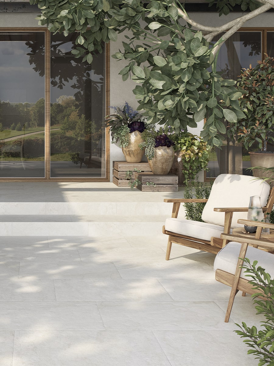 Austin White Antique Chiseled Edge Porcelain Tile - 900x600mm