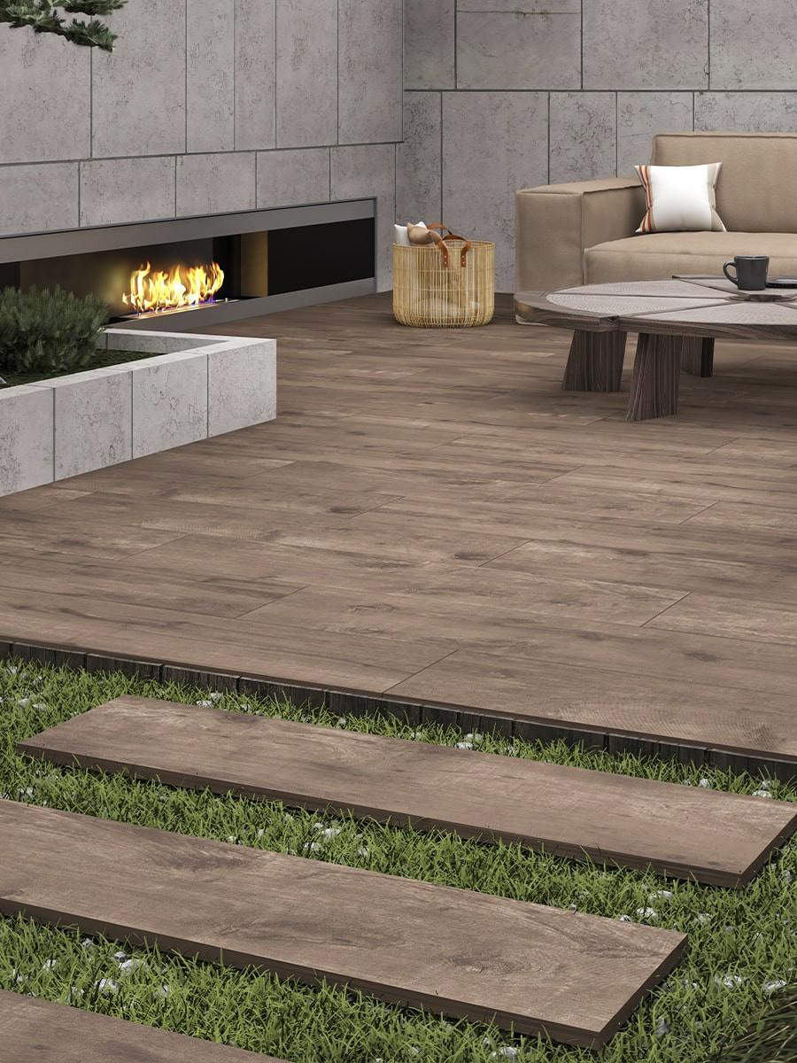 Vintage Wood Avana Effect Outdoor Tile - 1200x300x20mm