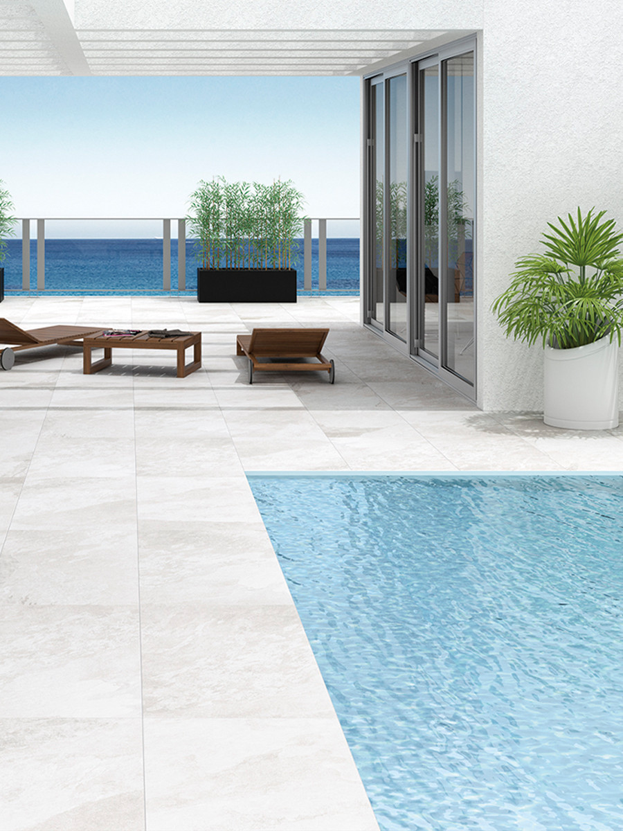 Axis White Extra Large Outdoor Porcelain Paving Slabs - 1200x600 Pack