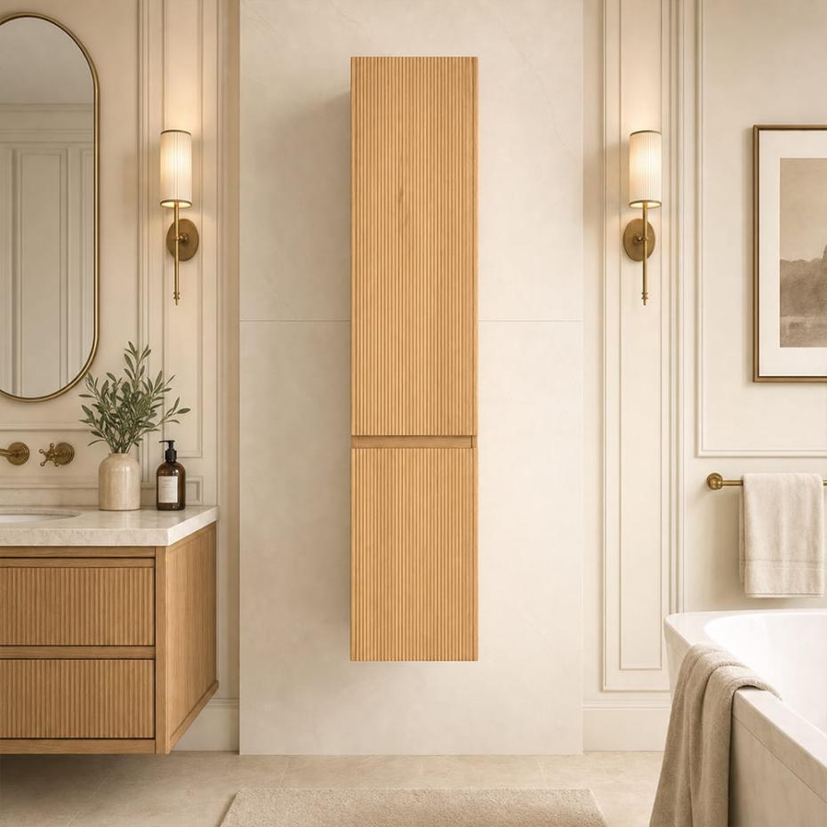 Bali Solid Wood Fluted Bathroom Side Cabinet