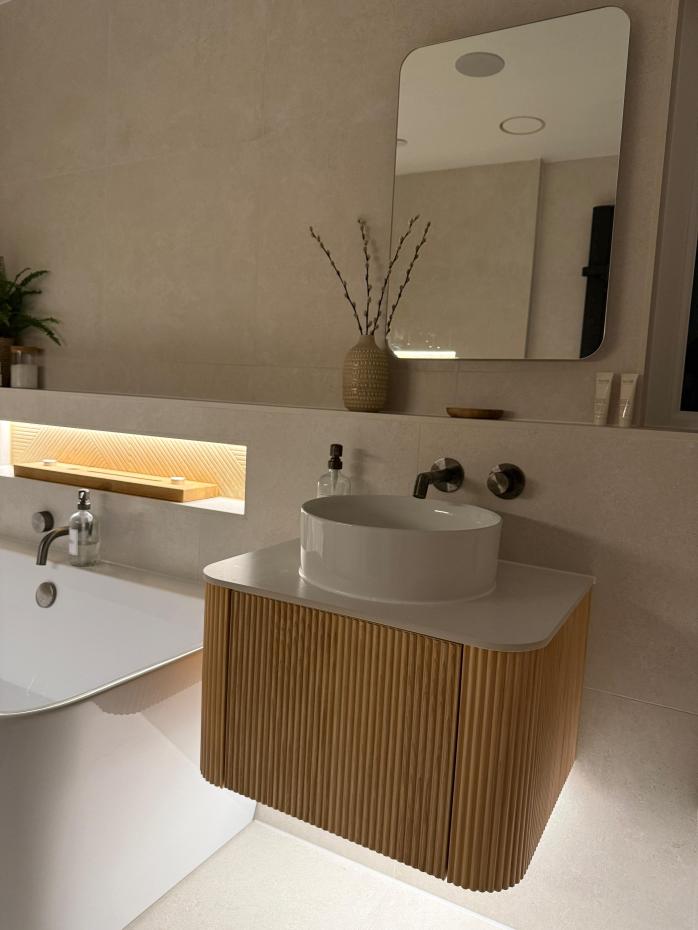 Bali Solid Wood Fluted Vanity - 600mm