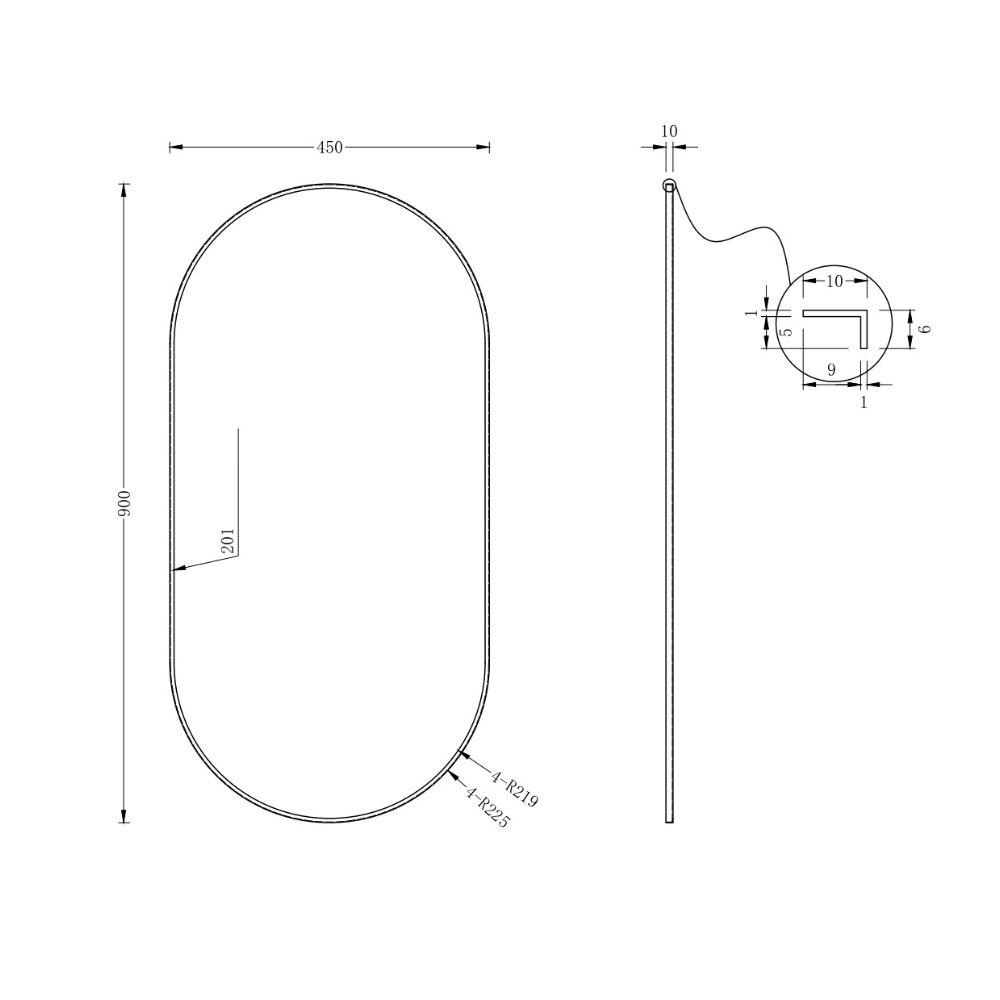 Bali Golden Frame LED Capsule Mirror With Defogger