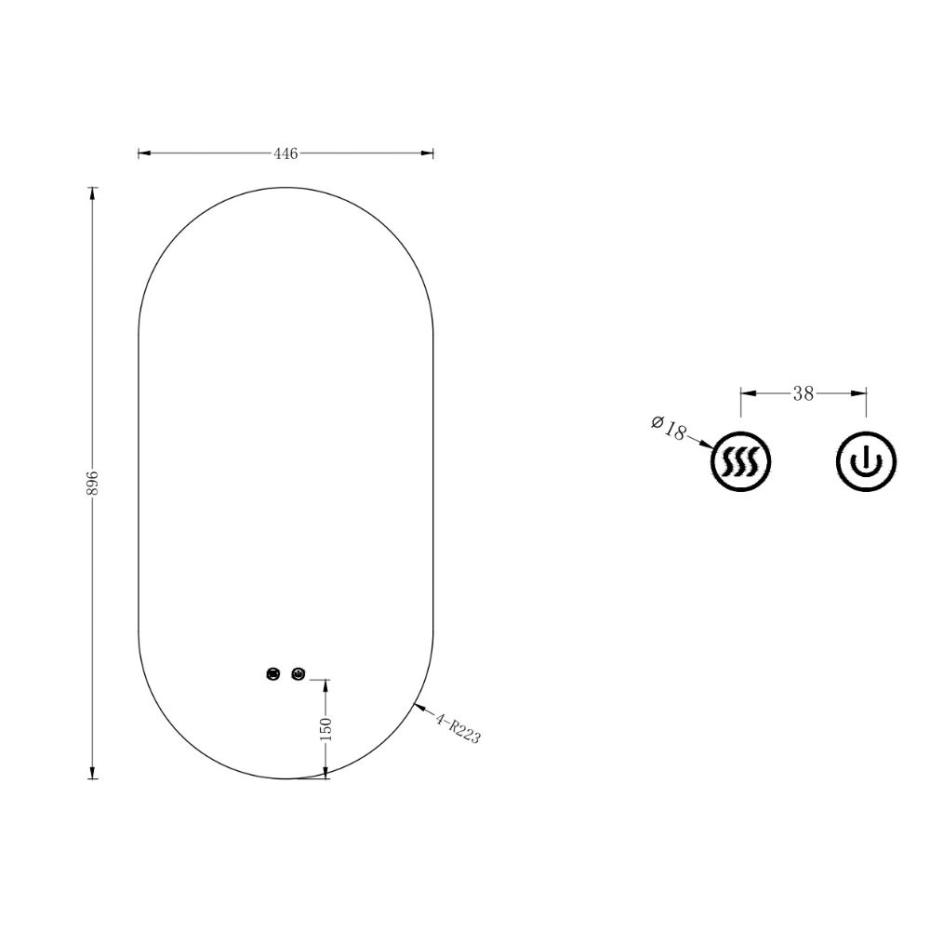 Belgravia Golden Frame LED Capsule Mirror With Defogger