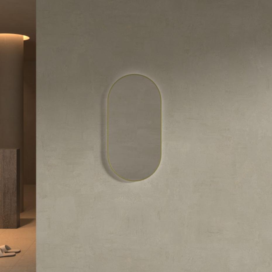 Belgravia Golden Frame LED Capsule Mirror With Defogger