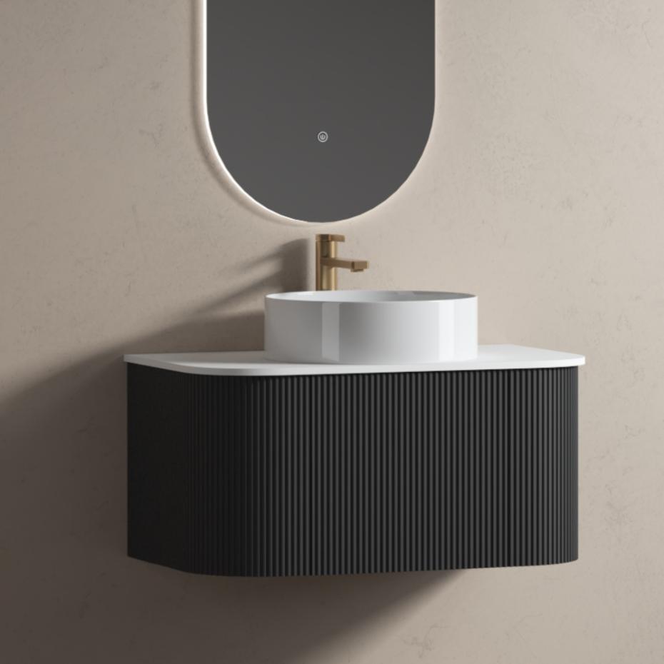Bali Matt Black Vanity With Side Racks - 750mm