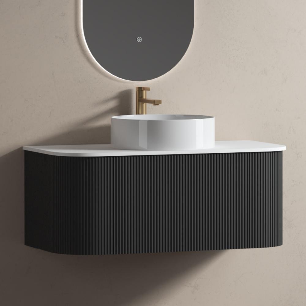Bali Matt Black Vanity With Side Racks - 900mm