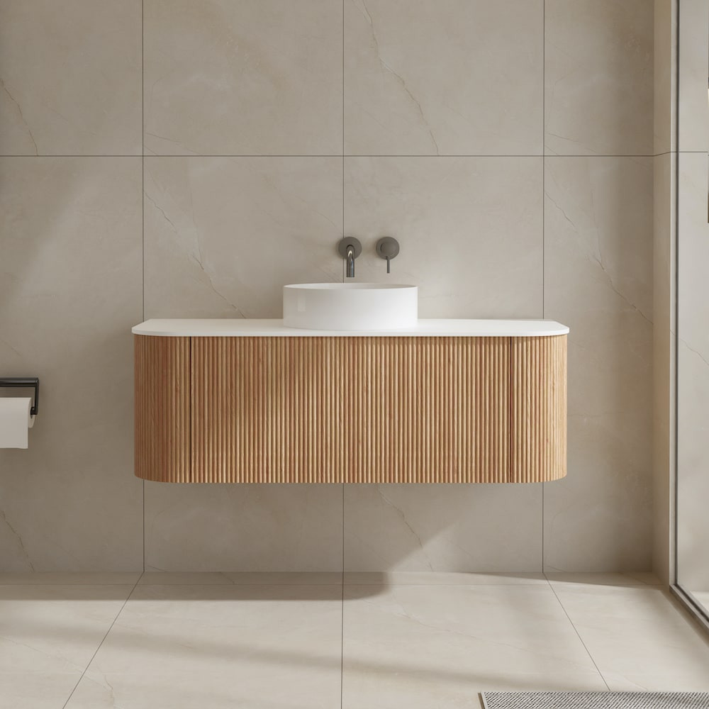 Bali Solid Wood Fluted Vanity Without LED Mirror - 900mm | 750mm | 600mm