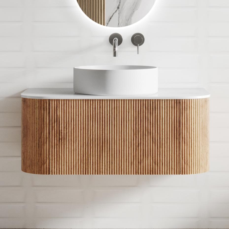 Bali Solid Wood Fluted Vanity - 900mm