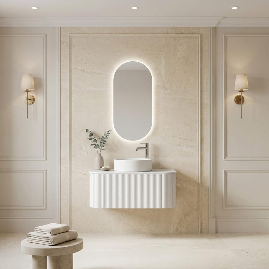 Bali Solid Wood Fluted White Vanity - 750mm