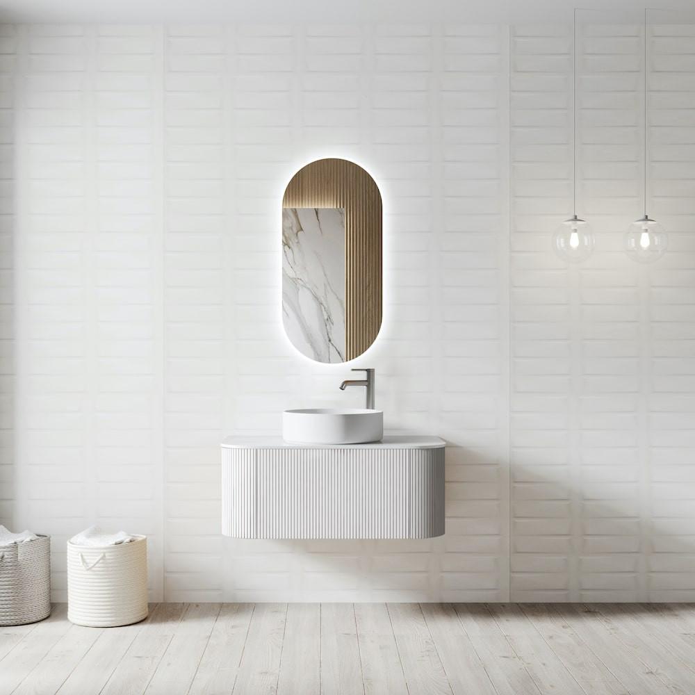Bali Solid Wood Fluted White Vanity - 750mm