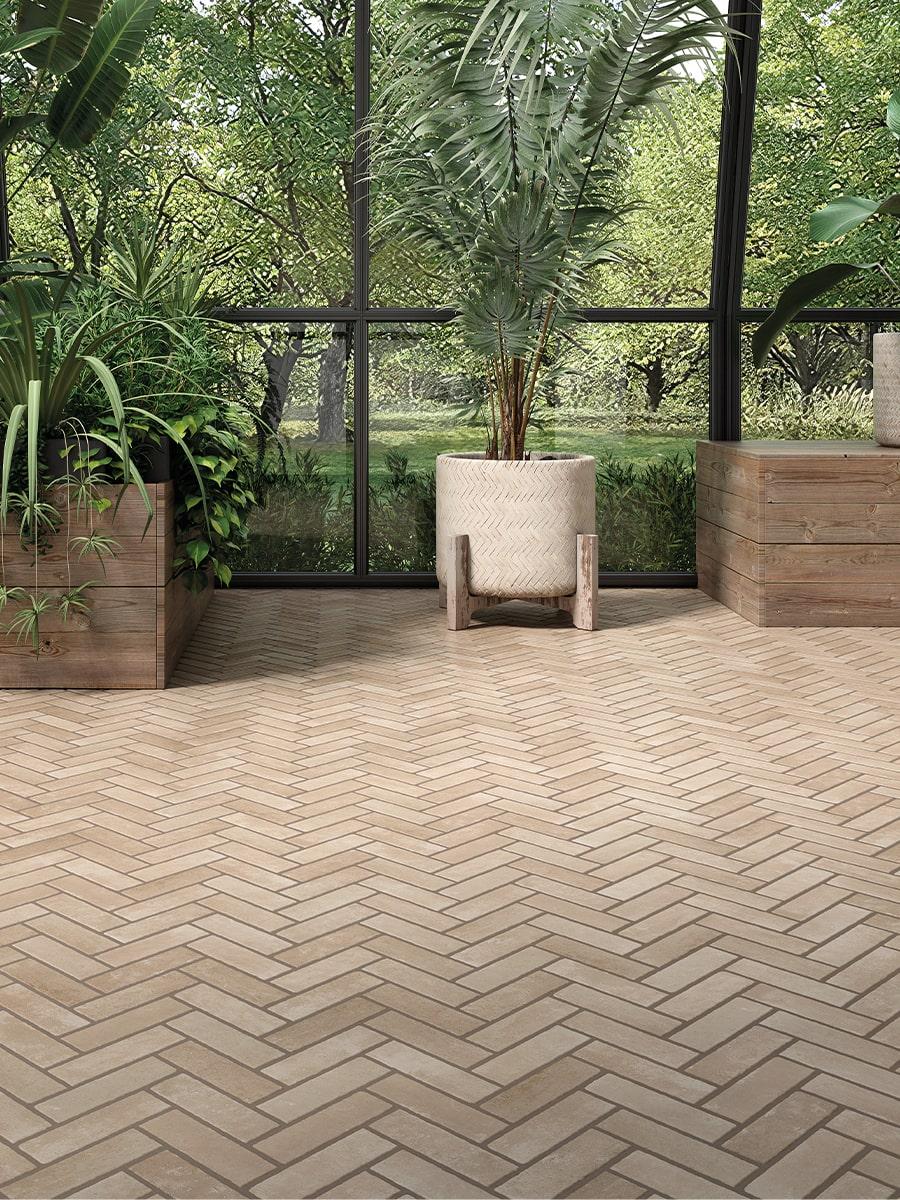 Bari Natural Herringbone Tile - 600x400mm Bari Natural Herringbone Tile - 600x400mm
