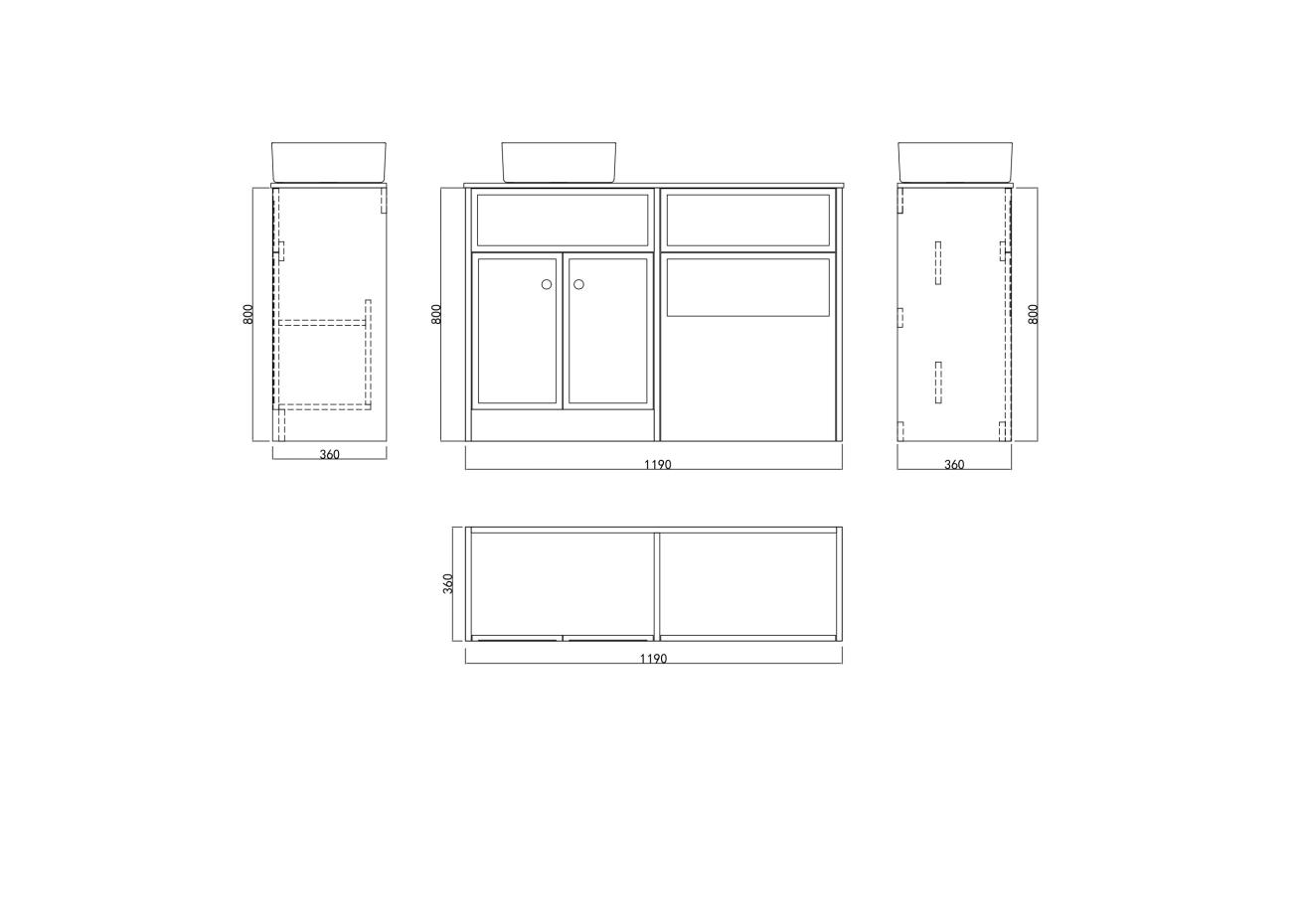 Flair Twilight Blue Combination Bathroom Suite - Vanity Unit with WC unit & Toilet - 1200mm