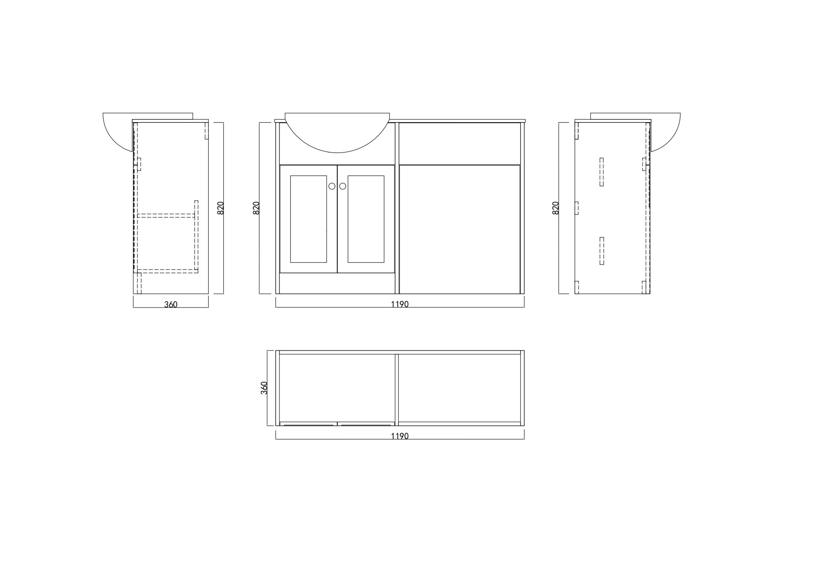 Highland Matt Black Combination Bathroom Suite - Vanity Unit with WC unit & Toilet - 1200mm