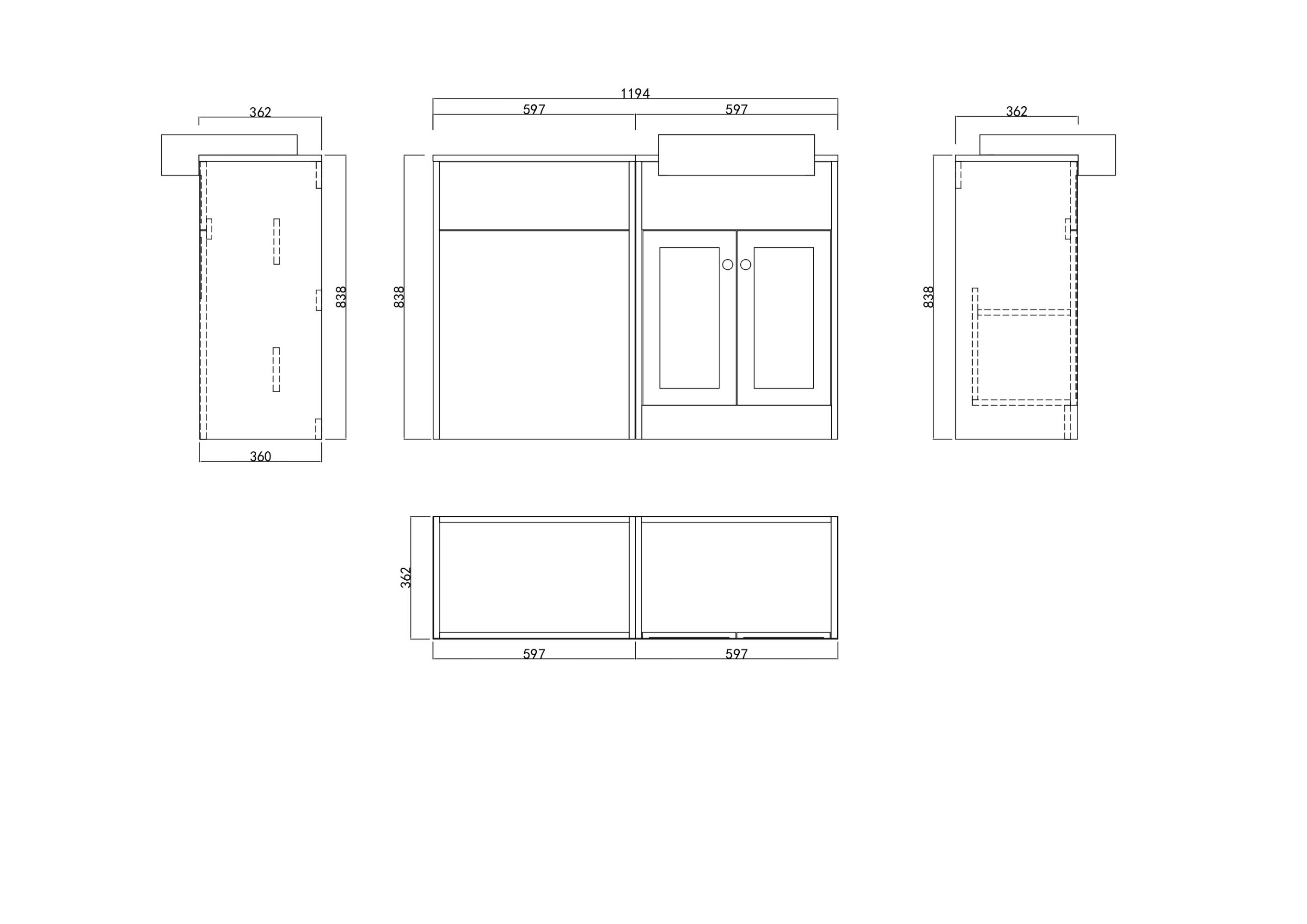 Manor Light Beige Combination Bathroom Suite - Vanity Unit with WC unit & Toilet - 1200mm