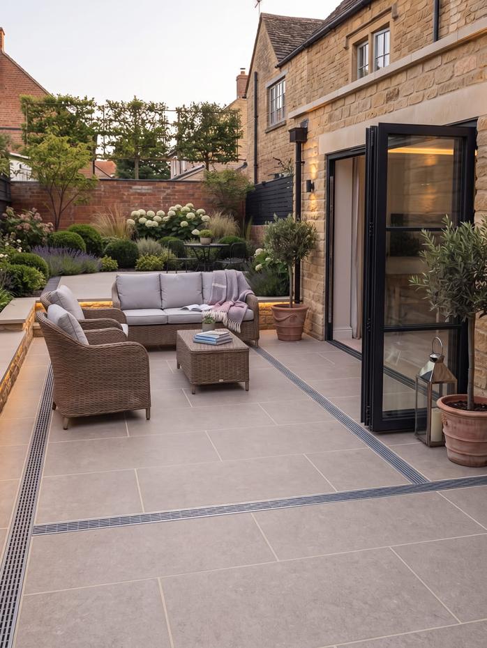 Egyptian Beige Limestone Effect Porcelain Paving Slabs - 900x600x20mm