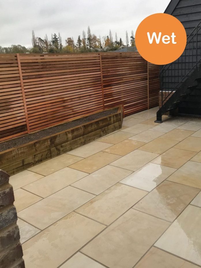 Beige Smooth & Sawn Sandstone Paving - 1200x600