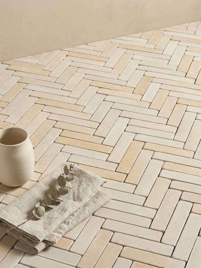 Beige Smooth & Tumbled Sandstone Pavers - 200x50x40mm