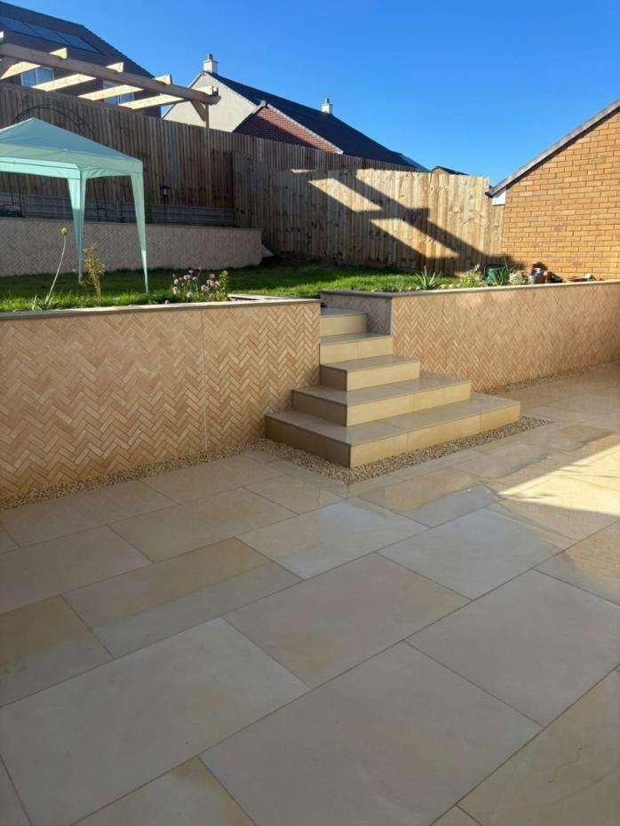 Beige Smooth Sandstone Effect Outdoor Porcelain Paving Slabs - 900x600x20mm