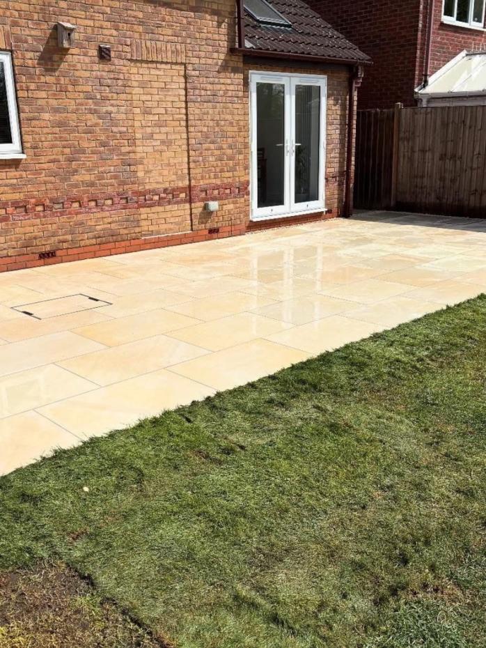 Beige Smooth Sandstone Effect Outdoor Porcelain Paving Slabs - 900x600x20mm