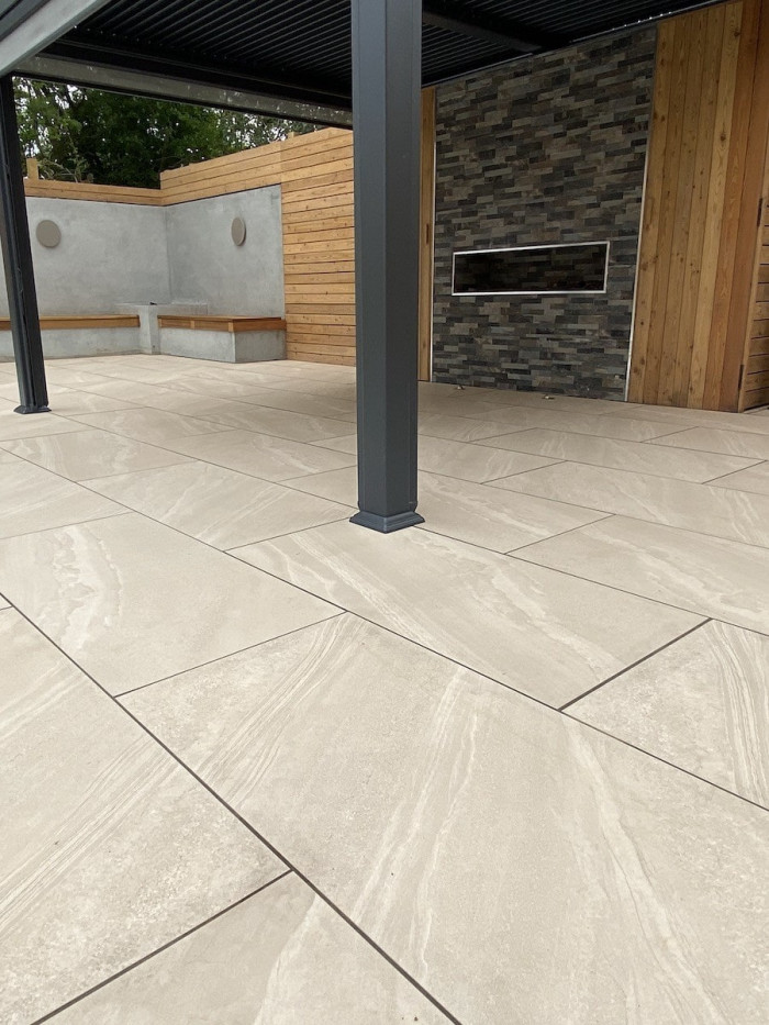 Bianco Slate Outdoor Porcelain Paving Slabs - 1200x600x20mm
