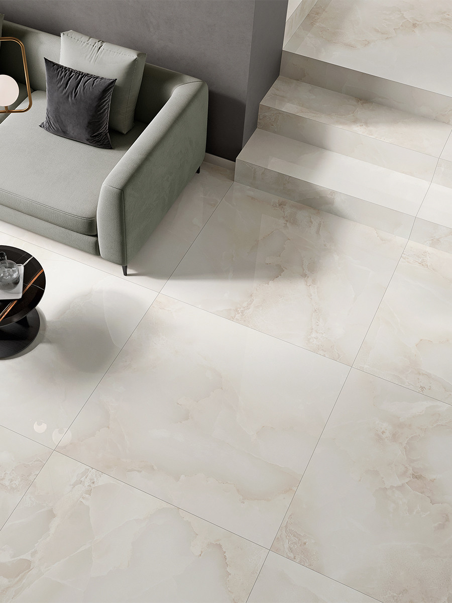 Bibury Beige Polished Porcelain Tile - 1000x1000mm