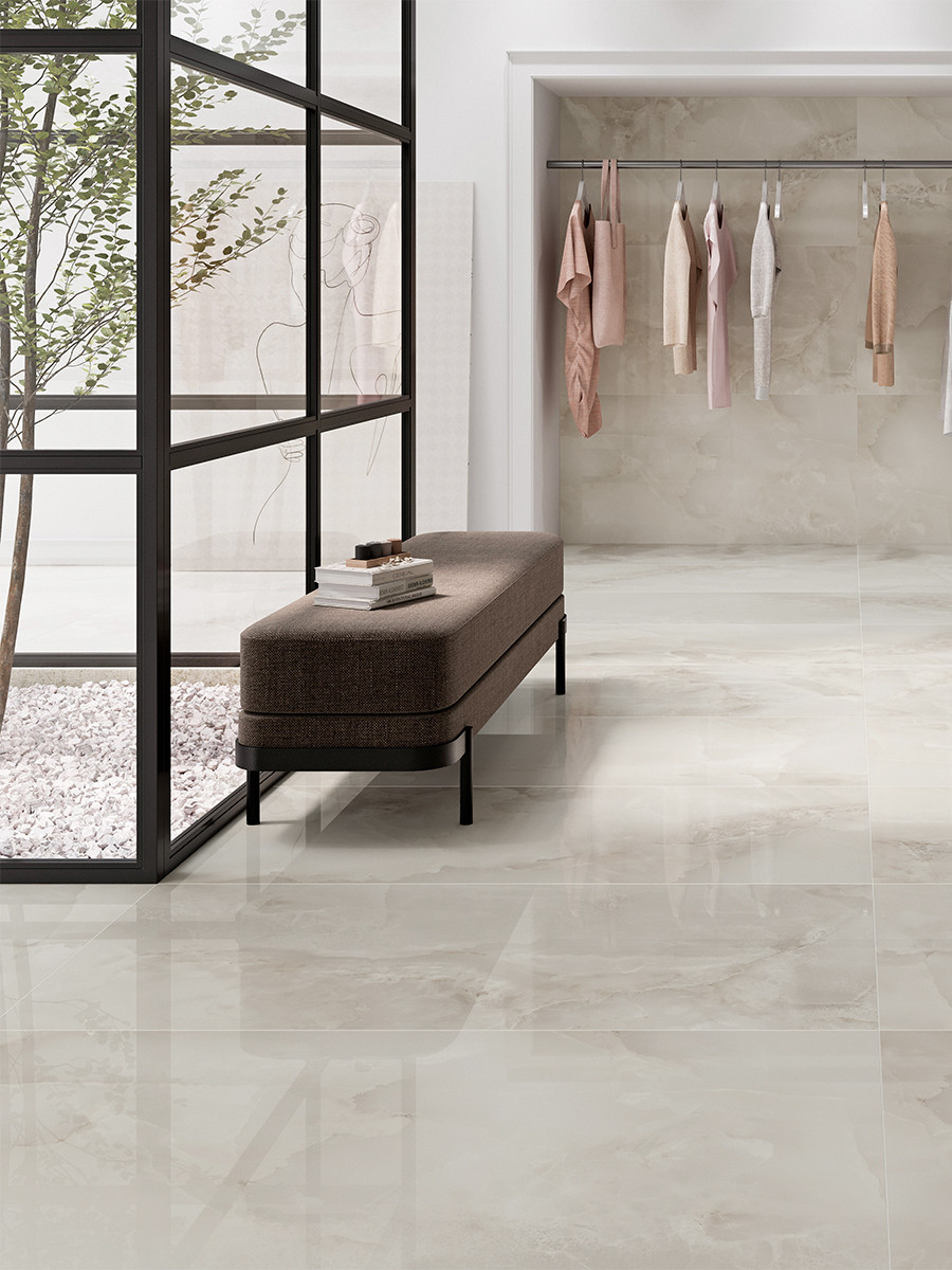 Bibury Beige Polished Porcelain Tile - 1200x600mm