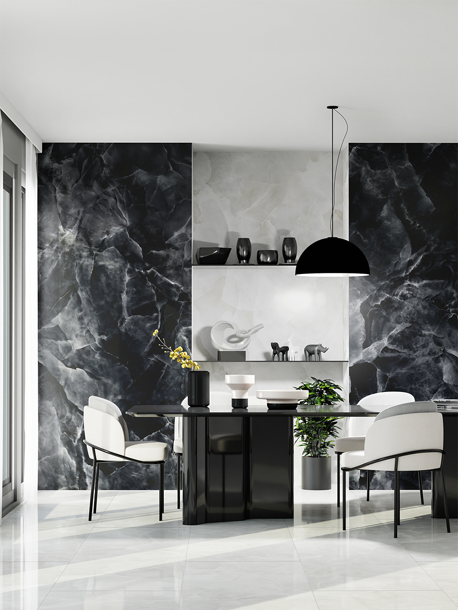 Black Onyx Polished Porcelain Tile - 1200x600mm