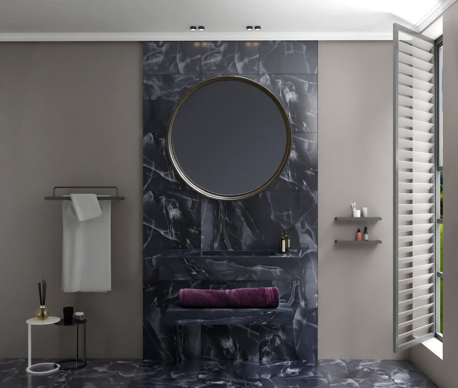 Black Onyx Sink and Shelf - 750mm