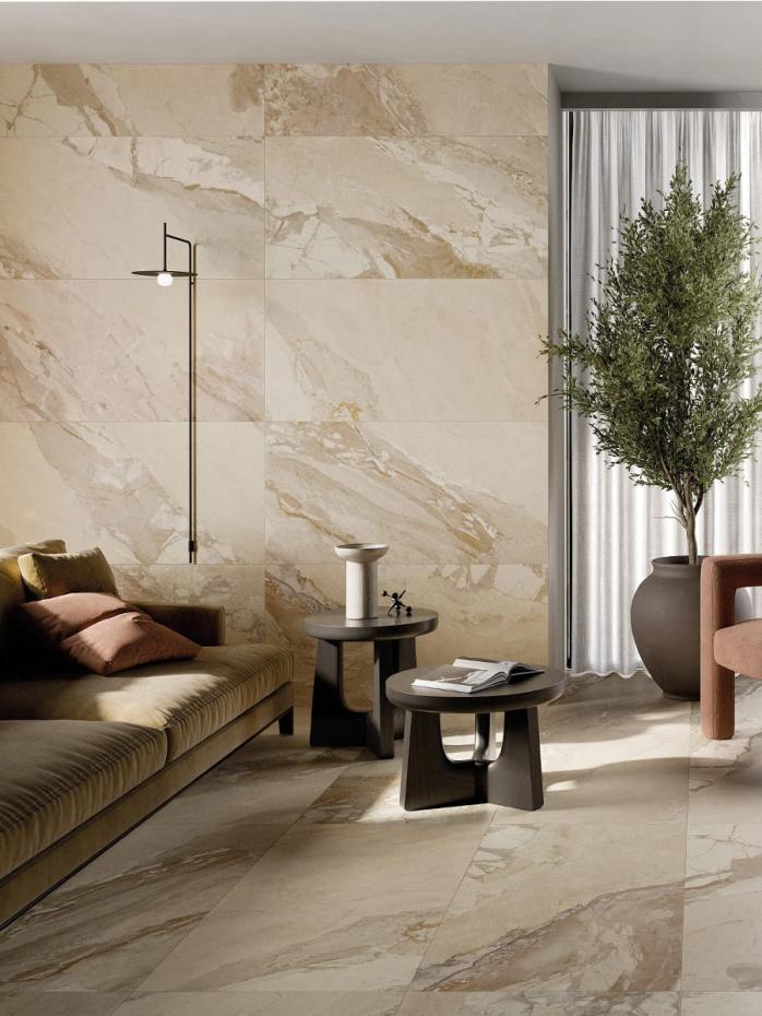 Almond Breccia Italian Matt Porcelain Tile - 1200x600mm