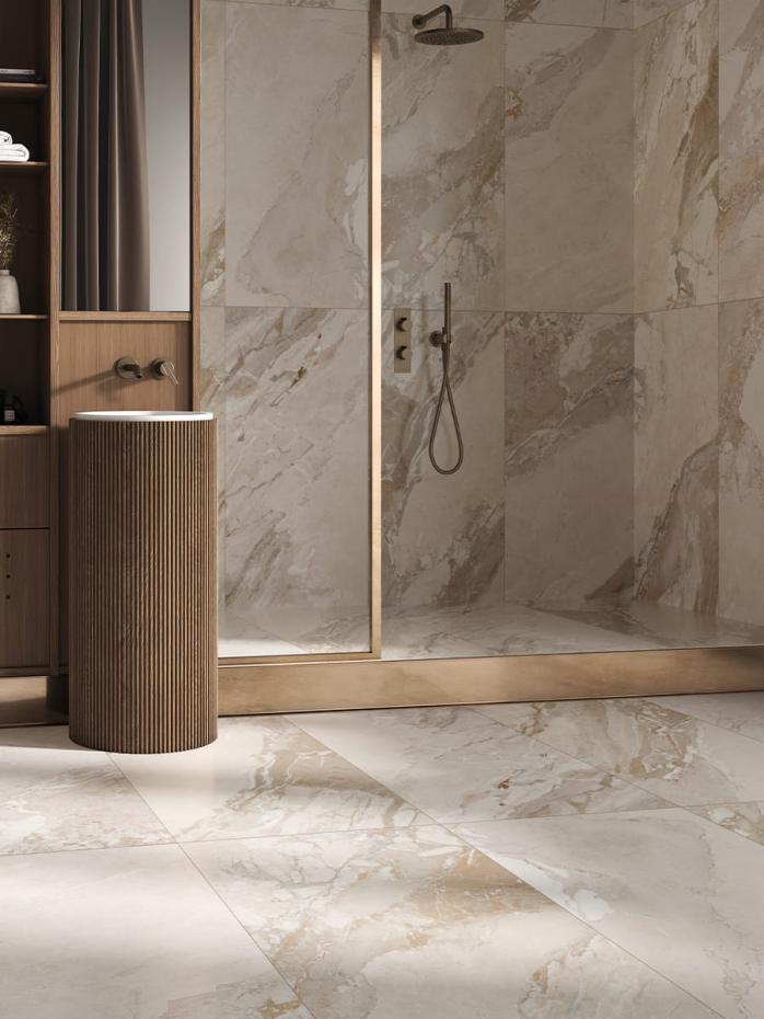 Almond Breccia Italian Matt Porcelain Tile - 1200x600mm