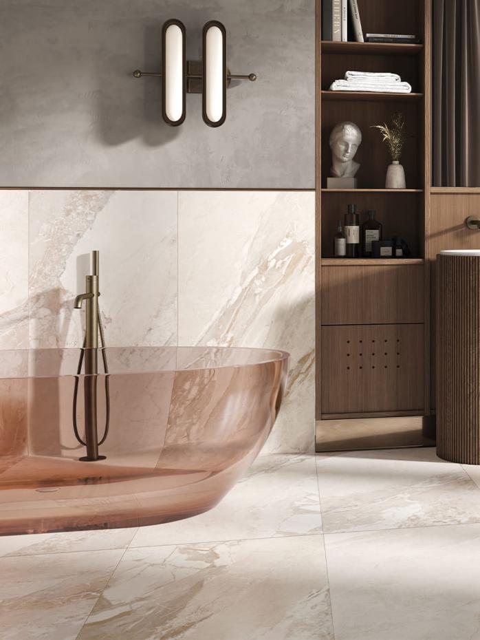 Almond Breccia Italian Matt Porcelain Tile - 1200x600mm