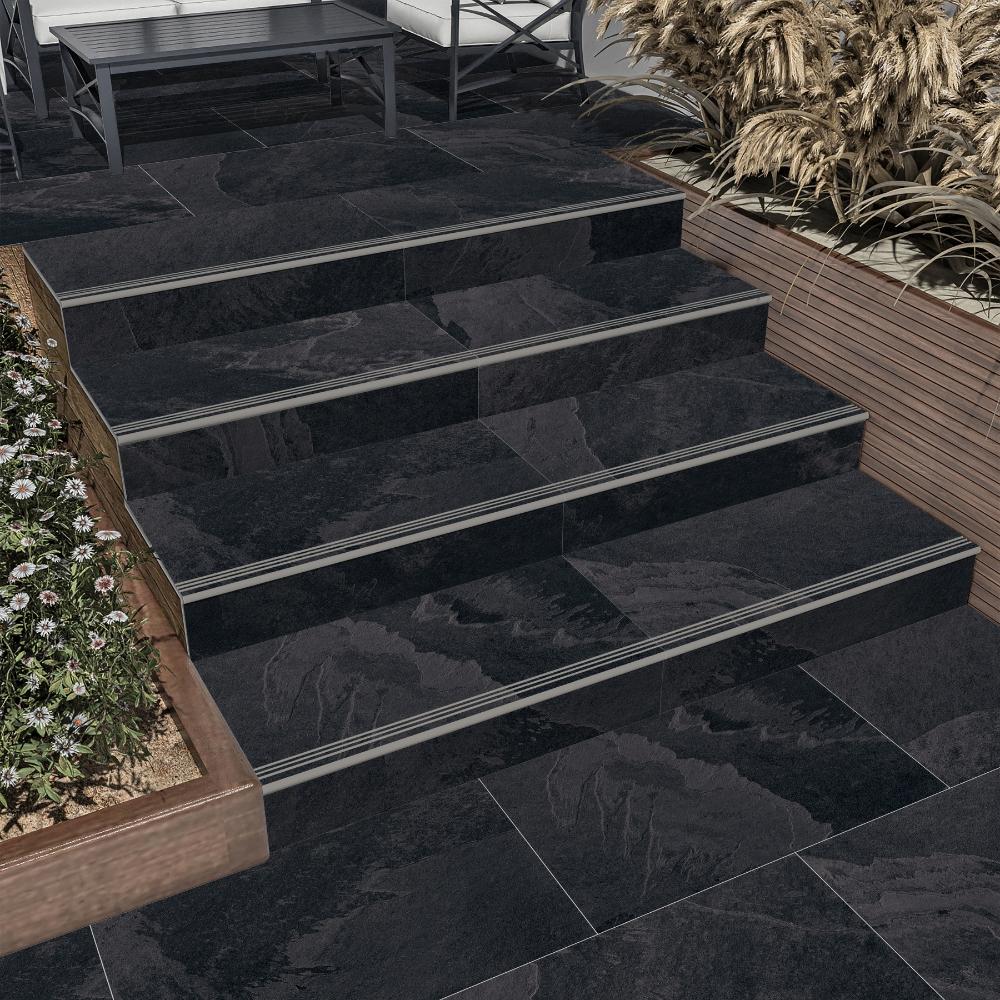 Brazil Black Porcelain Bullnose Tiles - 900x450x20mm