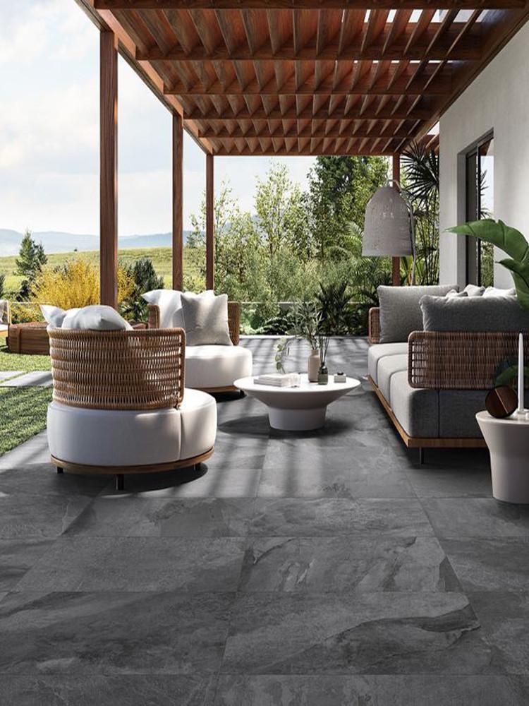Brazil Black Slate Effect Outdoor Porcelain Paving Slabs - 900x600x16mm
