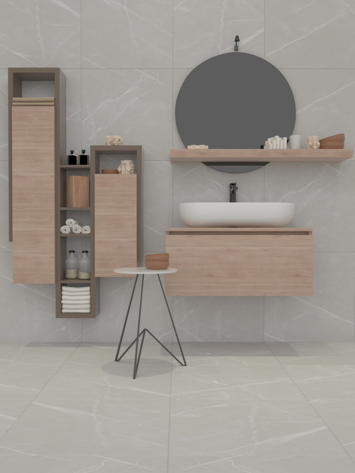 Brenzo Light Sugar Finish Porcelain Tile - 600x600mm