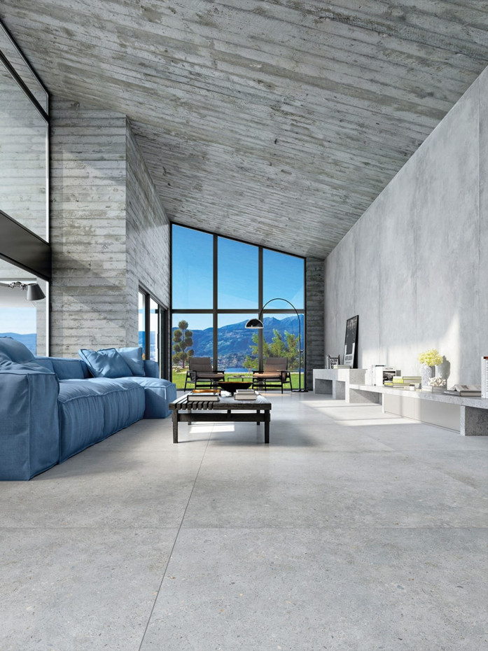 Piazza Street Polished Concrete Effect Porcelain Tile - 1200x1200x9mm