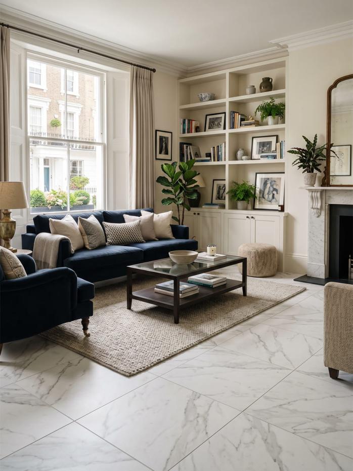 Calacatta White Satin Porcelain Tile - 600x600x9mm
