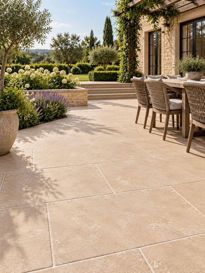 Campaspero Sand limestone-effect porcelain paving 910x610x20mm