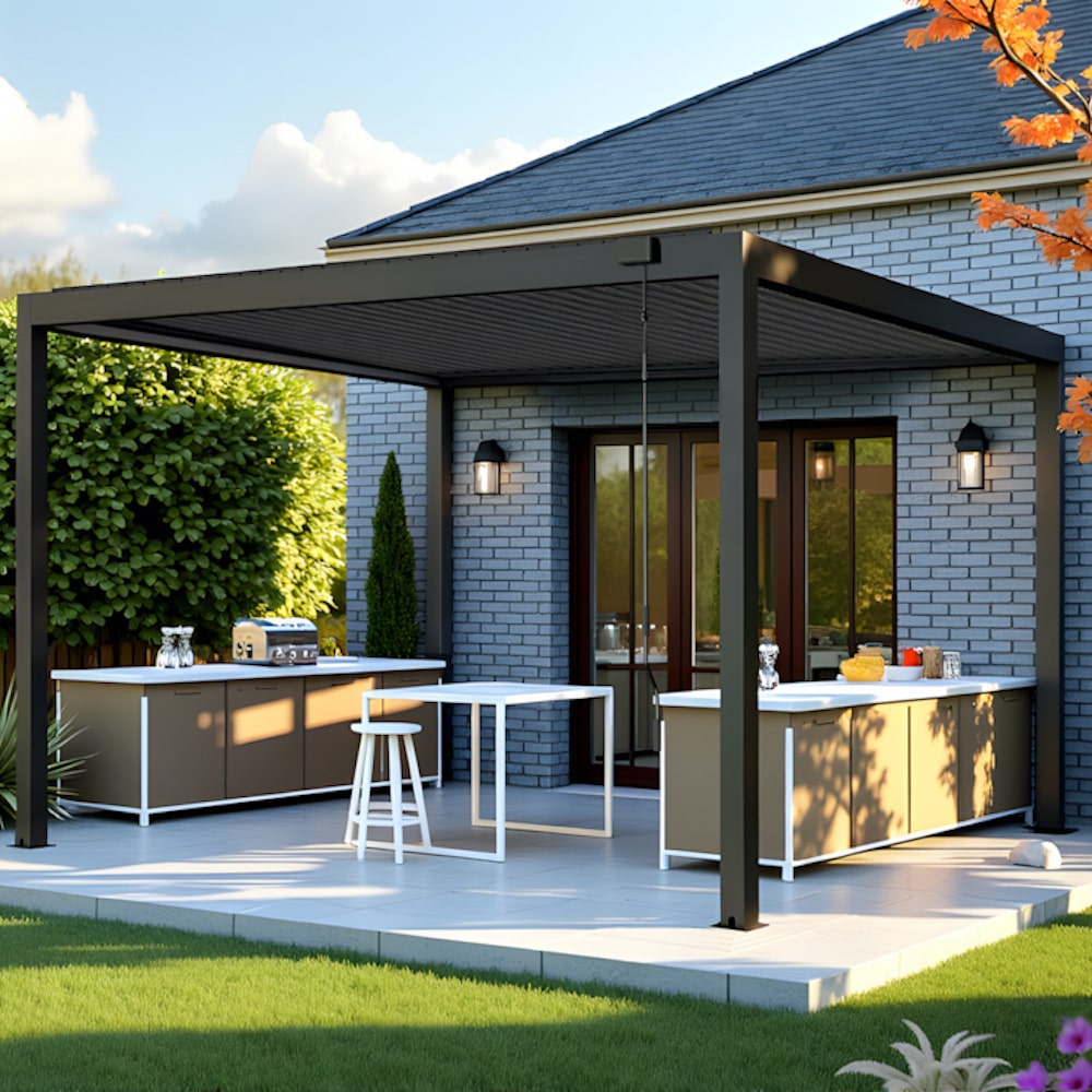 Carlisle Aluminium Free Standing Pergola in Graphite Grey - 3 x 3m / 3 x 4m