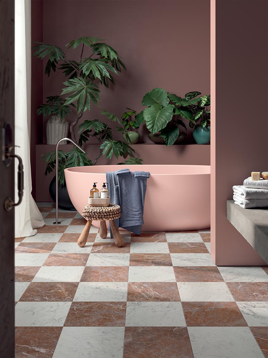 Lusso Rosso Marble Effect Porcelain Tile - 300x300x12mm