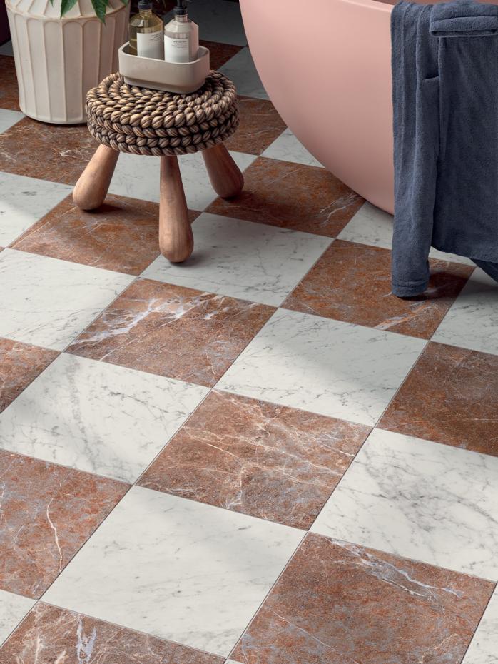 Lusso Rosso Italian Marble Effect Porcelain Tile - 300x300x8.5mm