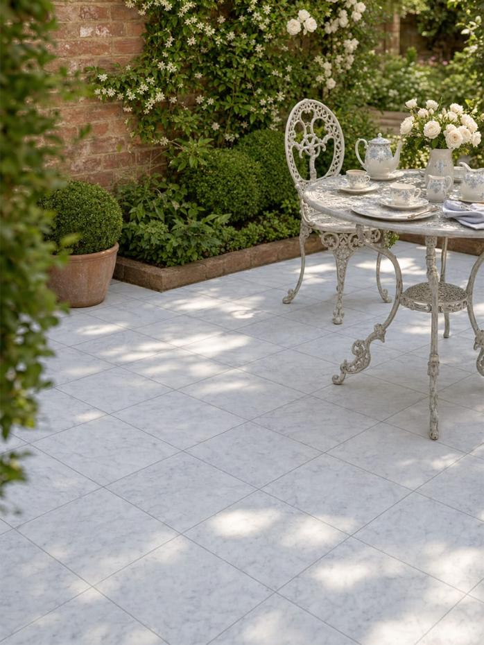 Lusso Carrara Marble Effect Porcelain Paving Slabs - 300x300x20mm