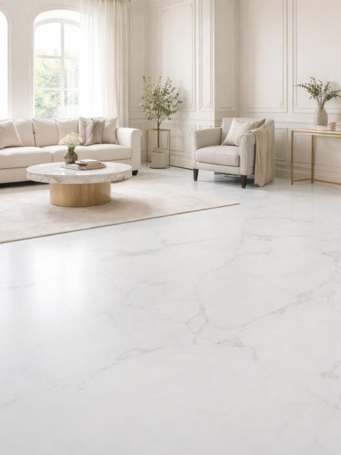 Carrara Heritage Marble Luxury Vinyl Flooring Tiles - 950x475x6mm
