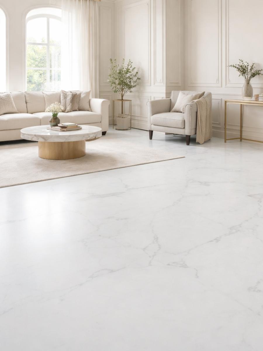 Carrara Heritage Marble Luxury Vinyl Flooring Tiles - 950x475x6mm