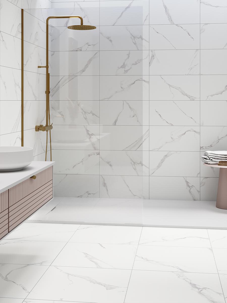 Calacatta White Satin Porcelain Tile - 600x600x9mm
