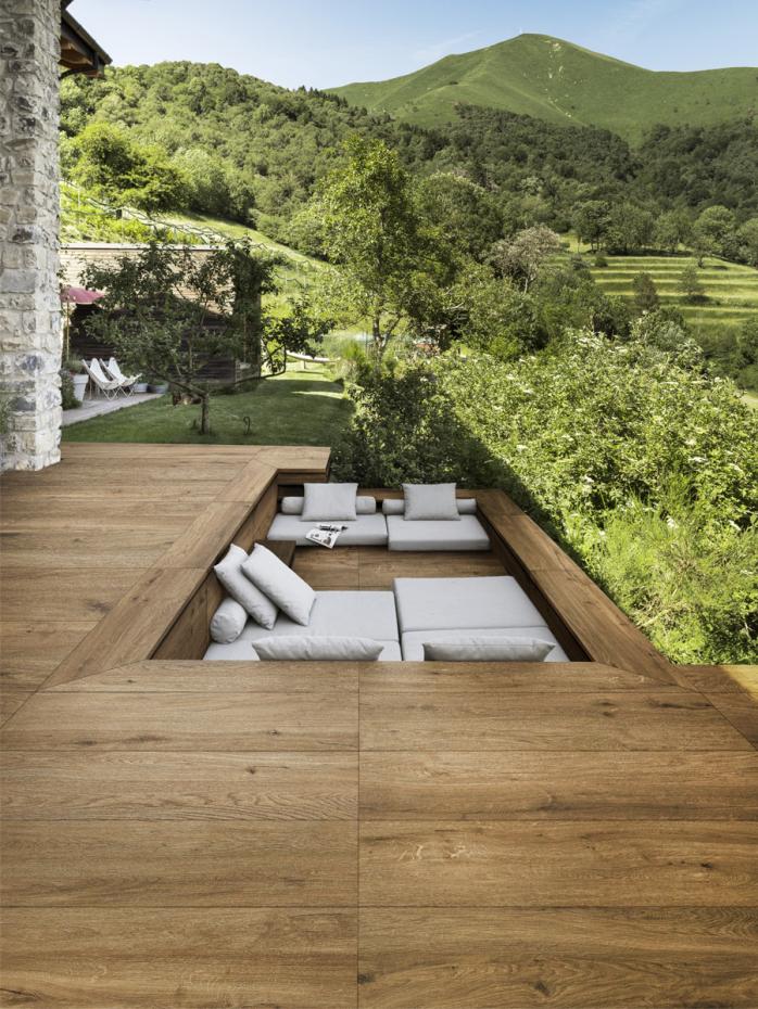 Castagno Outdoor Wood Effect Porcelain Slabs - 1200x200x20mm