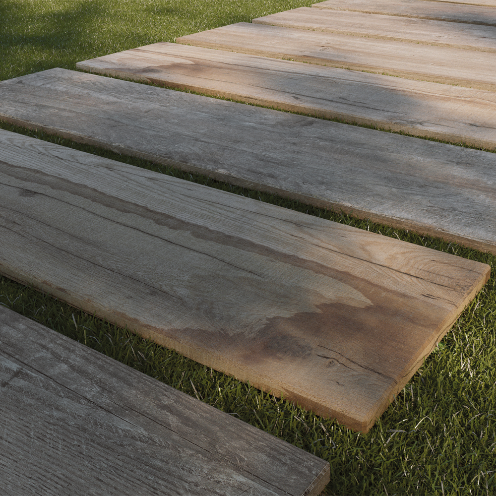 Cedar Natural Wood Effect Outdoor Porcelain Tiles - 1200x300mm